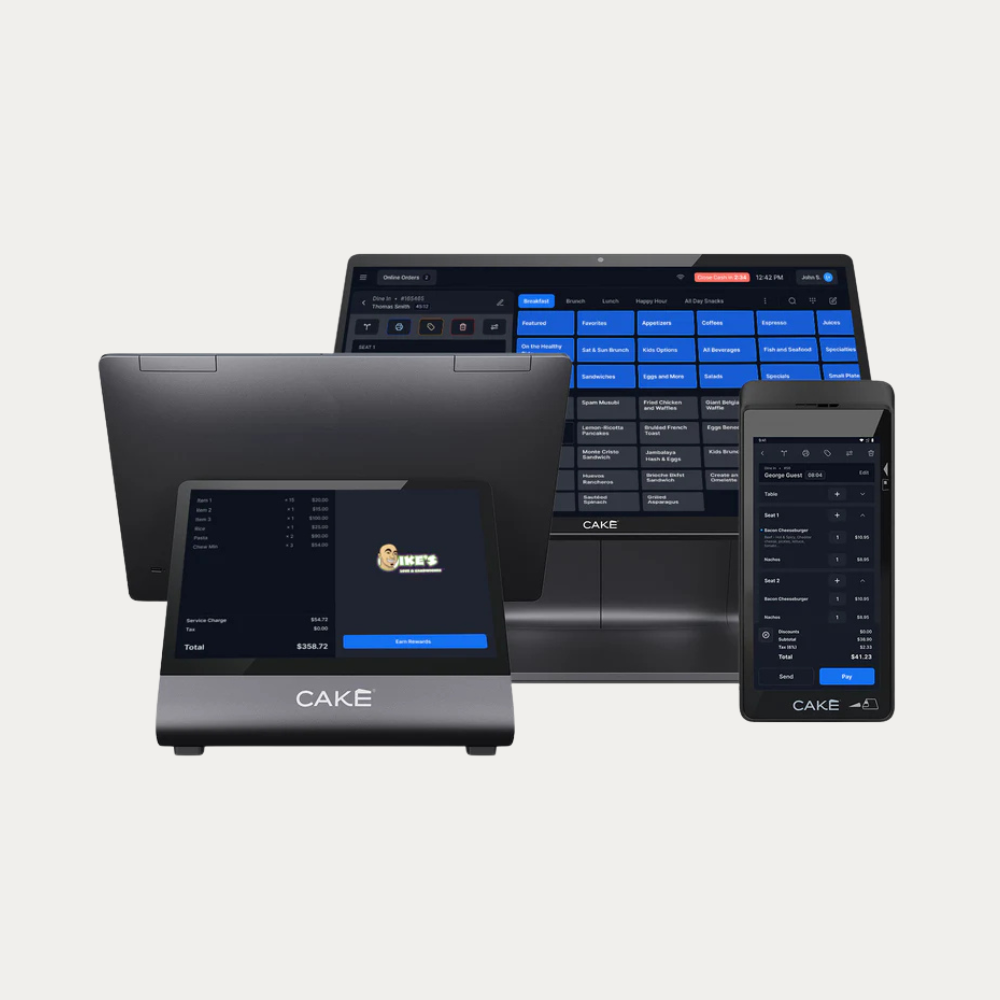 CAKE POS Full Service Essentials System with Customer Display and Handheld Terminal