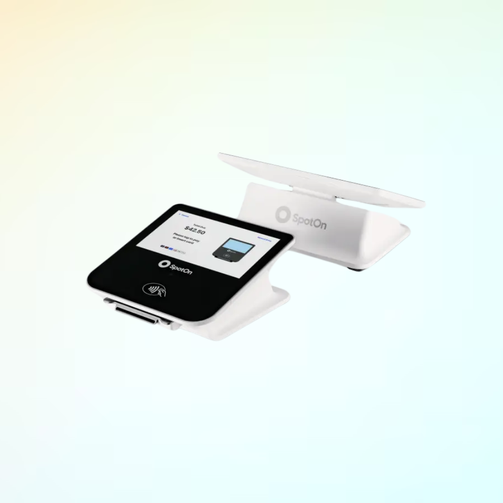 SpotOn Station 10-inch restaurant POS system with compact touchscreen display